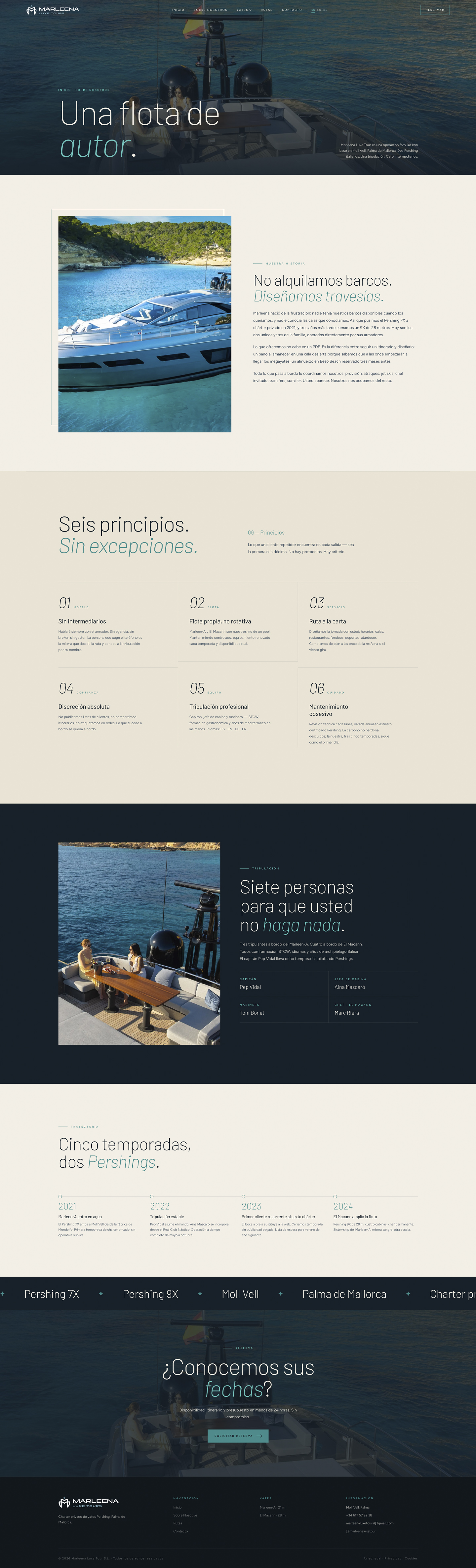 Rutas, calas y reserva sin compromiso — Marleena Luxe Tour